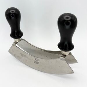 Vintage Wusthof Dreizack Mezzaluna Double Blade Herb Chopper Mincing Knife 5.5in